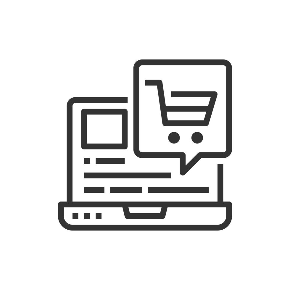 ordinateur portable shopping icône illustration vectorielle, boutique, panier vecteur