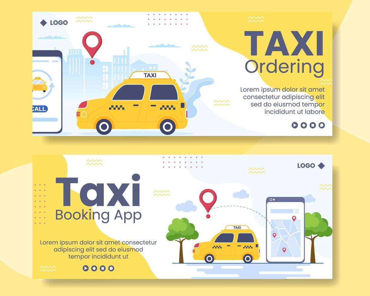 modèle de bannière de service de voyage de réservation de taxi en ligne illustration plate modifiable de fond carré pour les médias sociaux ou internet web vecteur