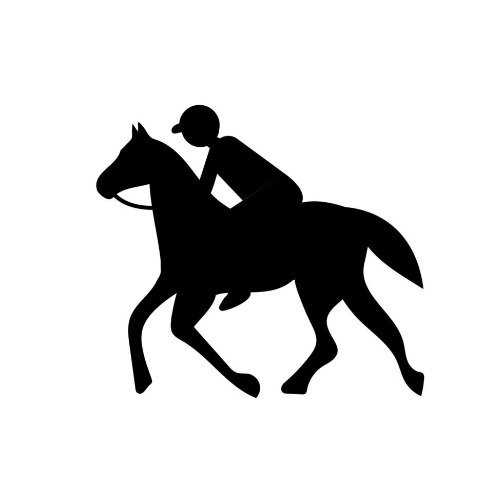 silhouette noire sur fond blanc - un cavalier à cheval. notion d'équitation vecteur