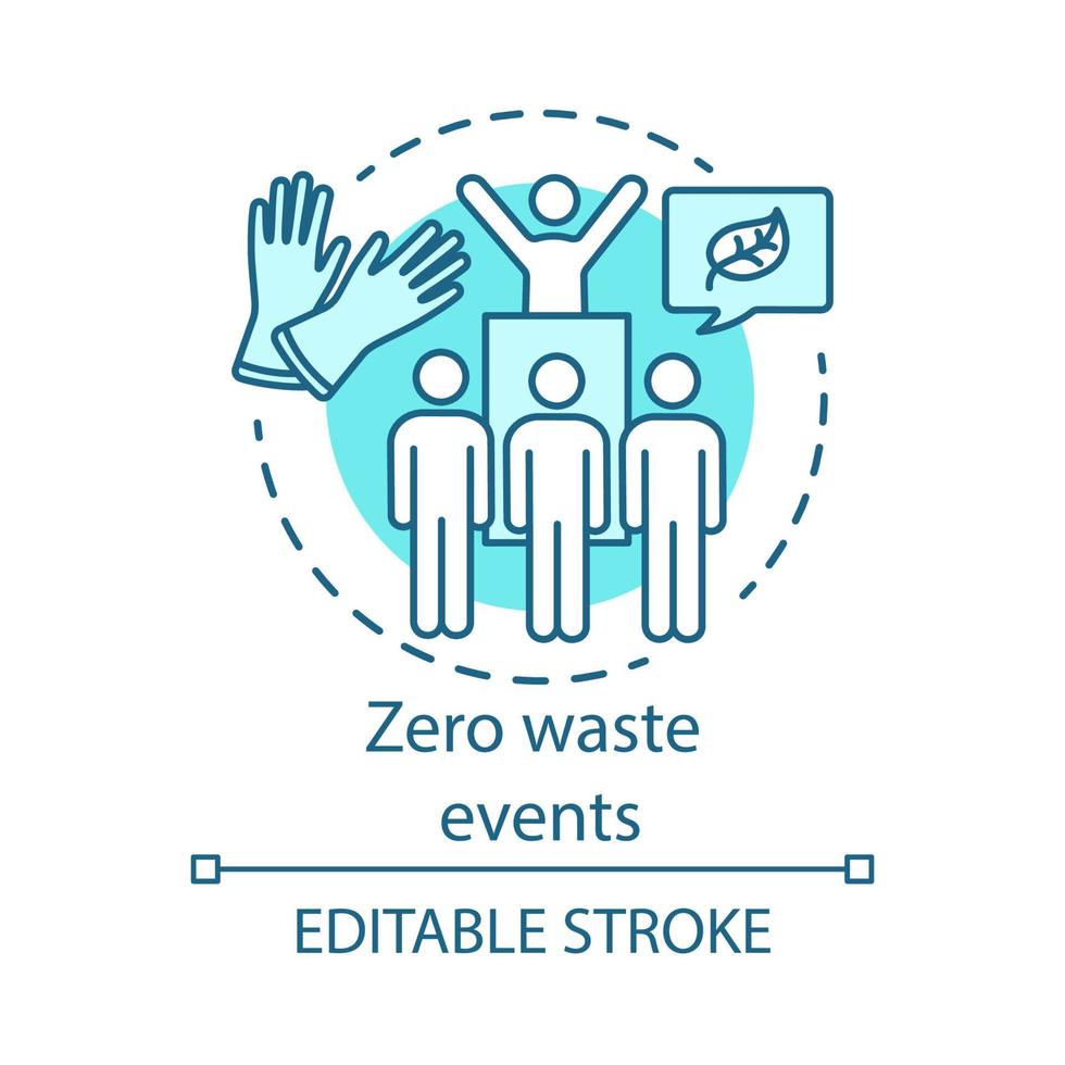 icône de concept d'événements zéro déchet. protestation pour la sauvegarde de la nature, protection de la terre, réunion environnementale et illustration de la fine ligne de l'idée d'activistes. dessin de contour isolé de vecteur. trait modifiable vecteur
