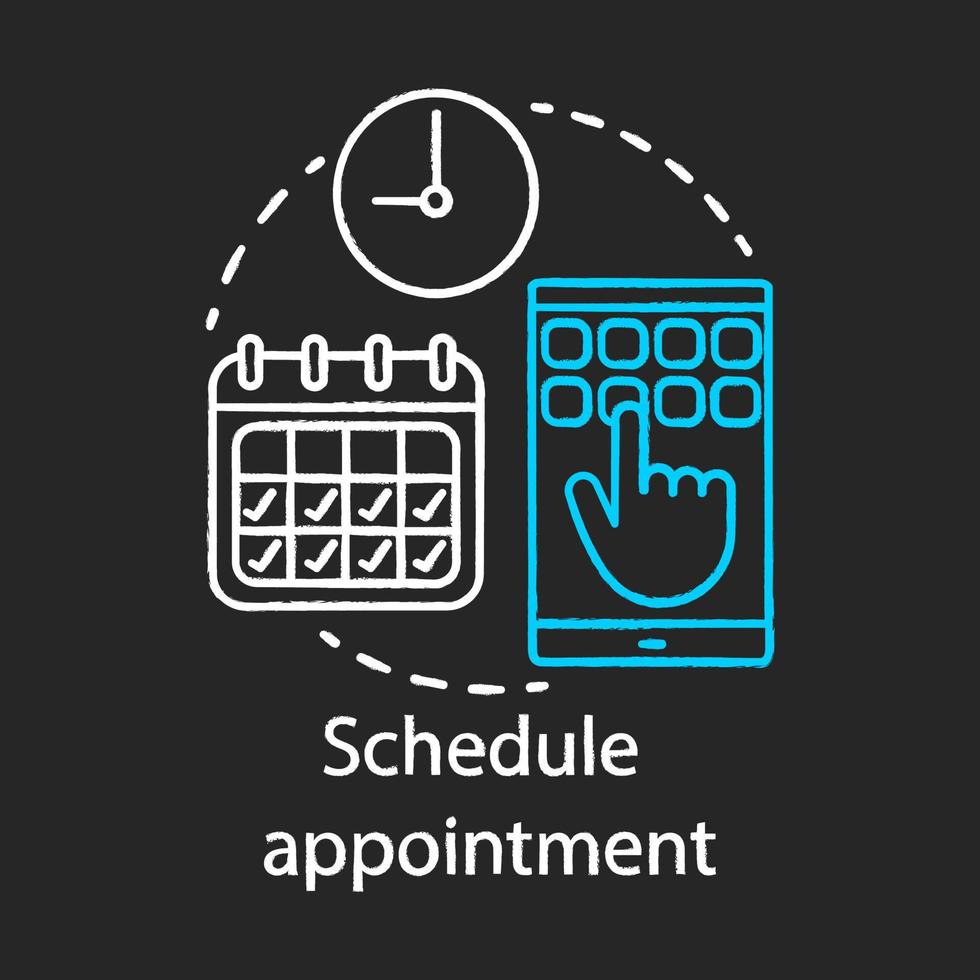 programmer l'icône de craie de rendez-vous. arrangement de réunion. centre clinique. Planification. calendrier de présence. centre de chirurgie plastique. calendrier. illustration de tableau vectoriel isolé