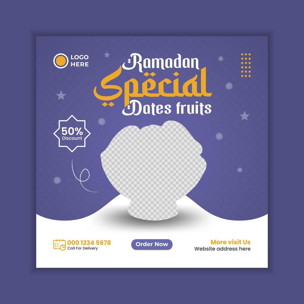 bannière de nourriture spéciale ramadan et conception de modèle de publication sur les médias sociaux vecteur