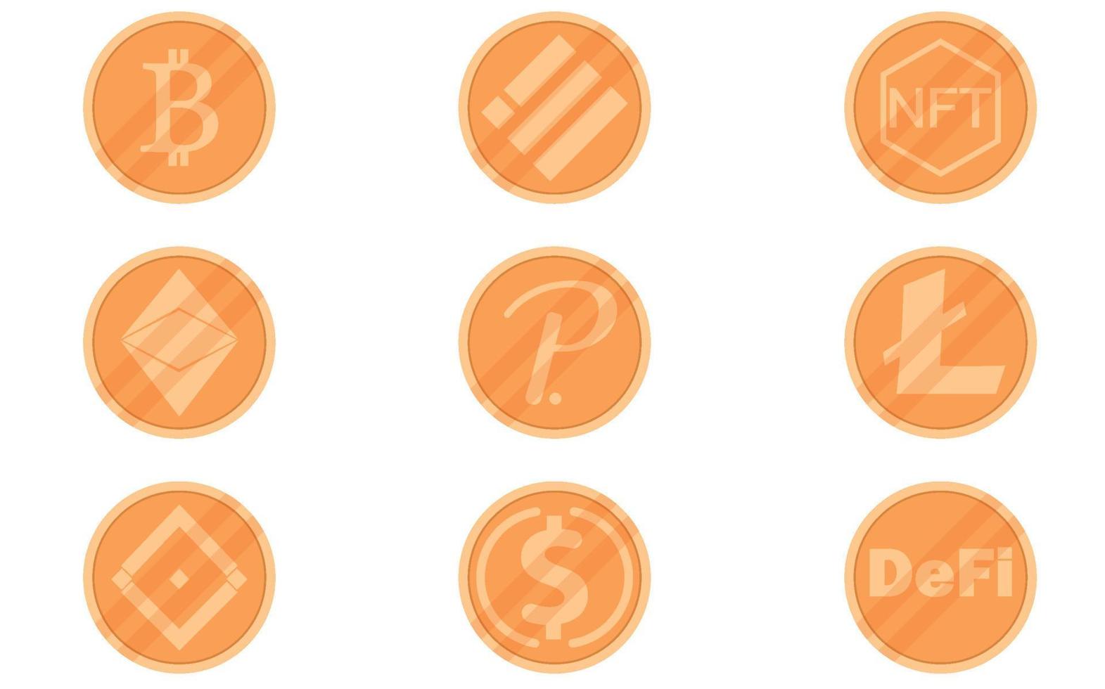 ensemble d'icônes pour l'argent sur Internet. symbole de crypto-monnaie et image de pièce à utiliser dans un projet web de monnaie numérique sécurisée. illustration vectorielle vecteur