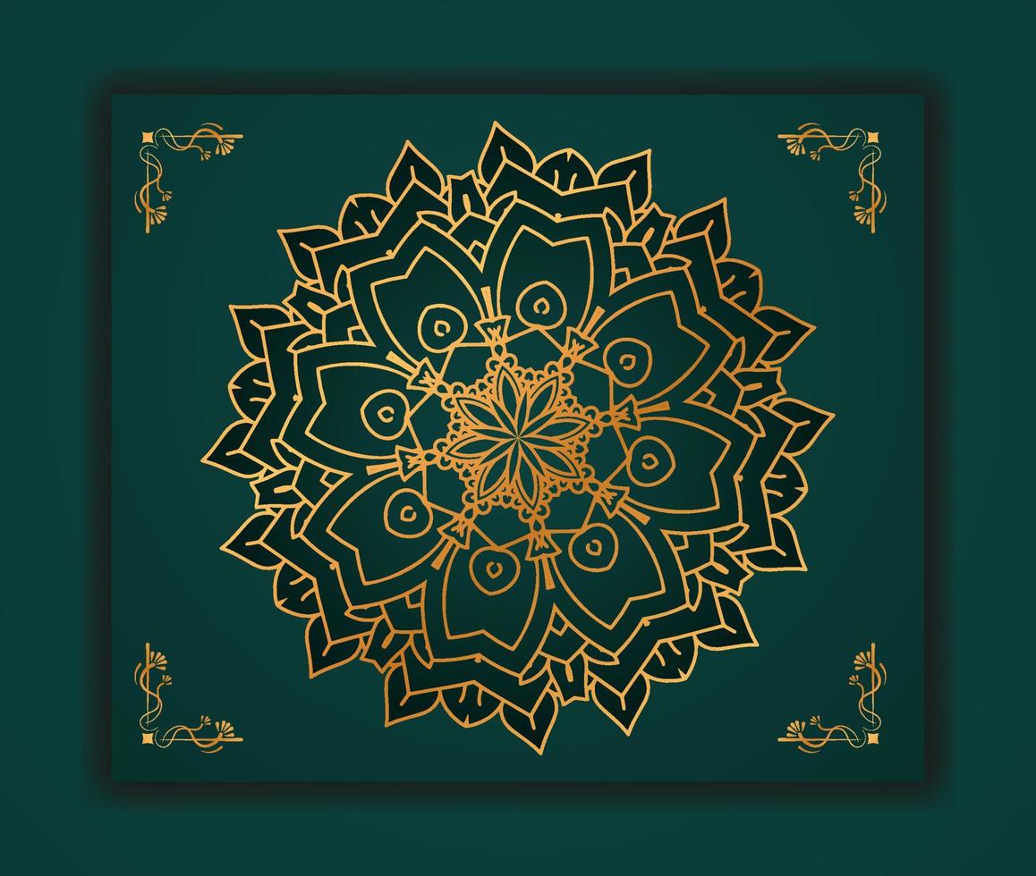 fond de mandala de luxe avec un style moderne à motifs d'or. cette conception est parfaite pour le fond du ramadan, la carte d'invitation, le fond décoratif, l'impression, la bannière, l'affiche, la couverture, la brochure, le dépliant, etc. vecteur