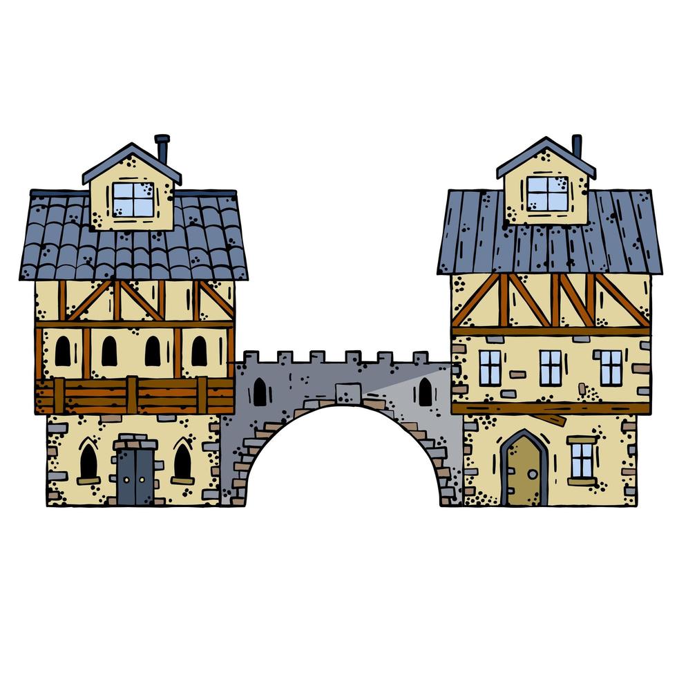 vieille ville médiévale avec portail vecteur
