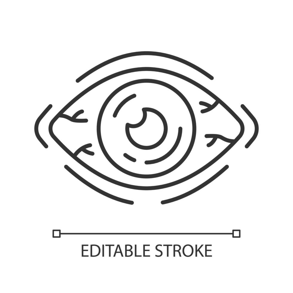 icône linéaire de conjonctivite allergique. inflammation des yeux. illustration de la ligne mince. symbole de contour. symptôme d'allergie saisonnière au pollen. infection bactérienne. dessin de contour isolé de vecteur. trait modifiable vecteur