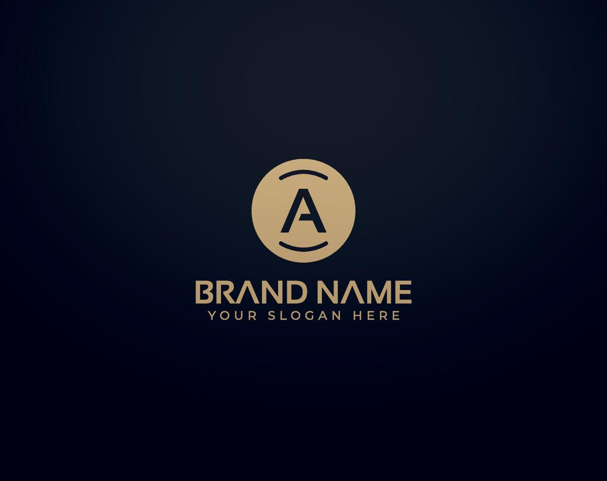 logo de lettre a couleur or noir créatif et minimal vecteur