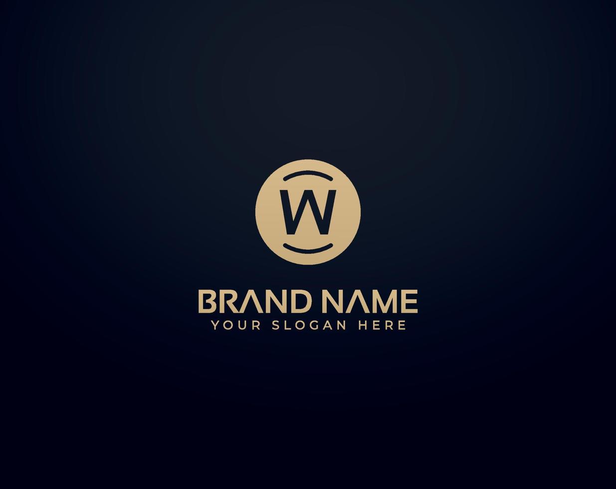 logo lettre w créatif et minimal de couleur or noir vecteur