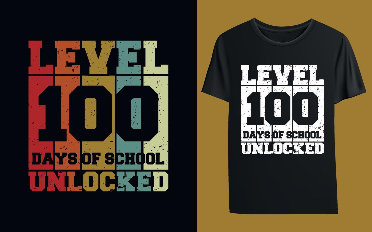 conception de t-shirt niveau 100 jours d'école vecteur