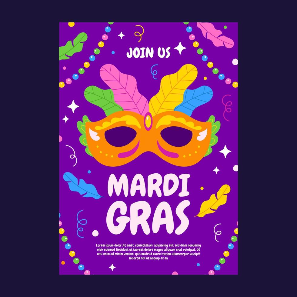 affiche de carnaval de masque de mardi gras vecteur