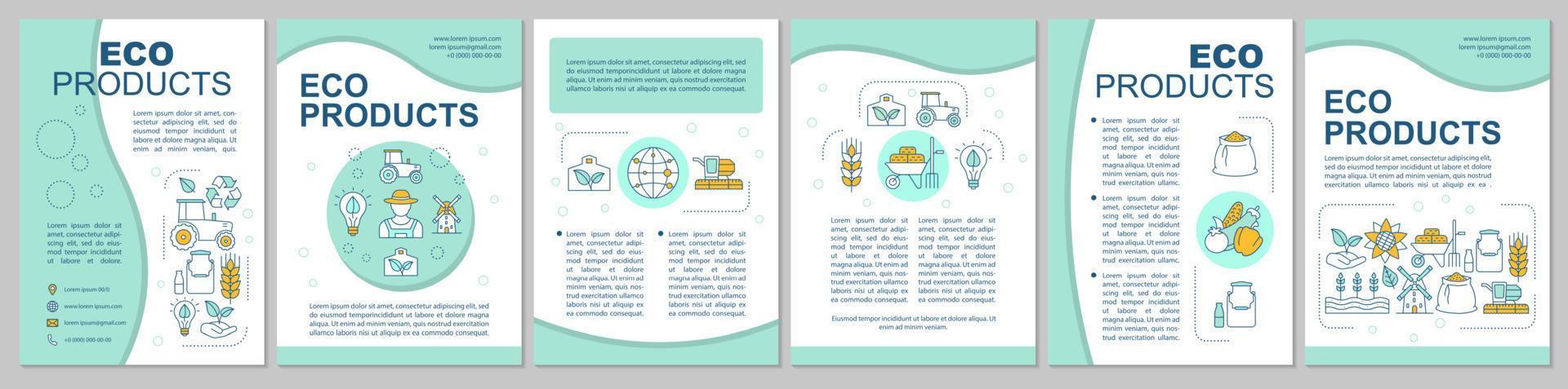 mise en page du modèle de brochure de produits écologiques. agriculture écologique. dépliant, livret, conception d'impression de dépliant avec des icônes. agriculture organique. mises en page vectorielles pour magazines, rapports annuels, affiches publicitaires vecteur