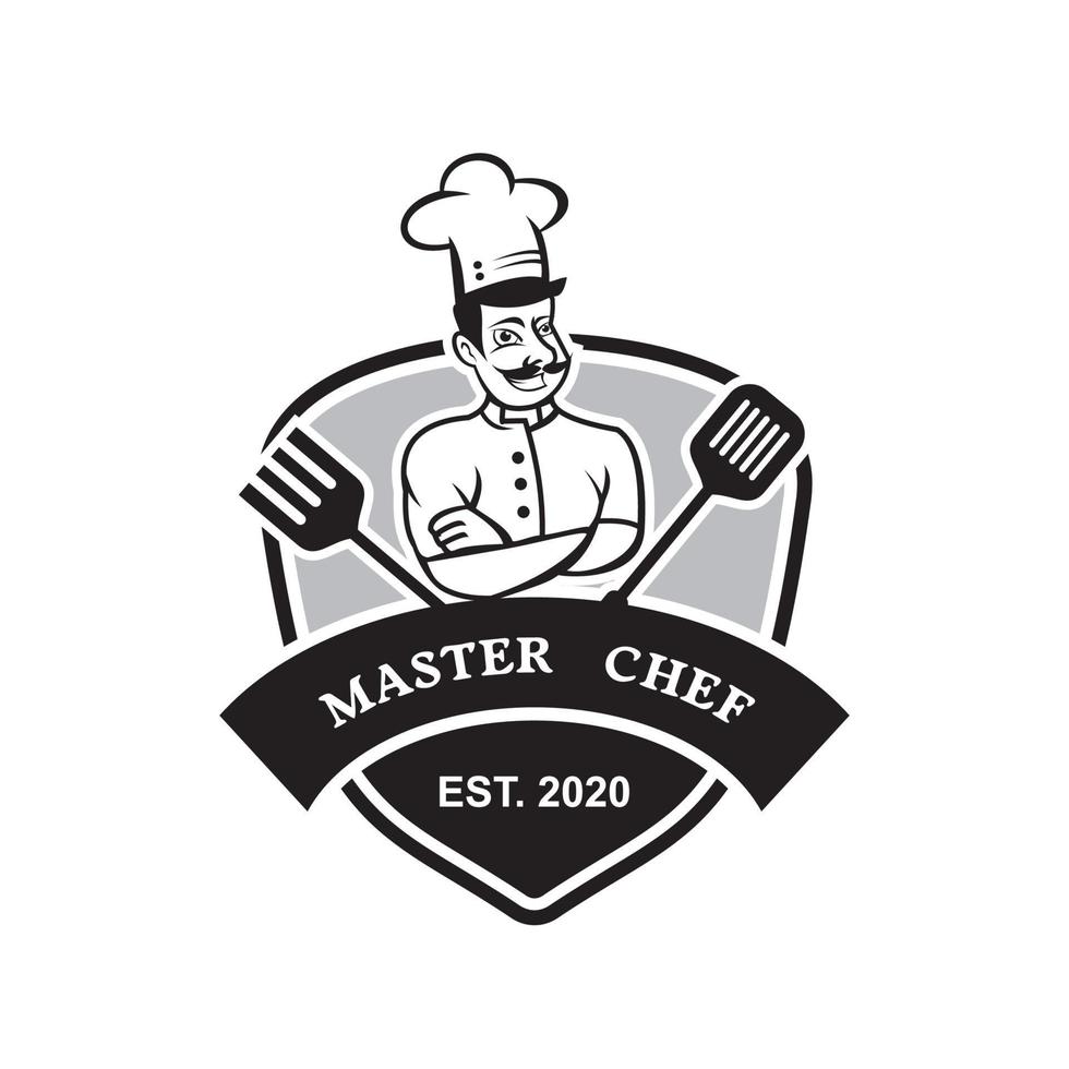 logo du chef cuisinier, logo du restaurant vecteur