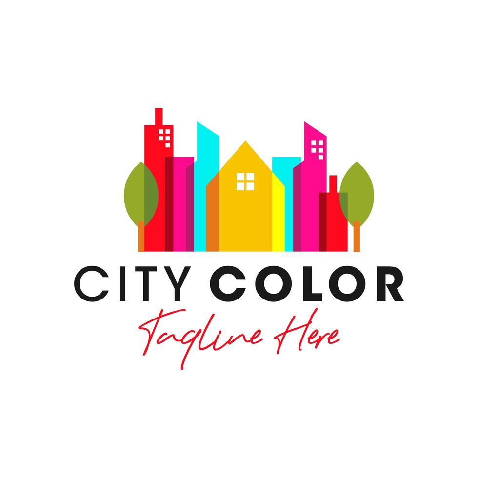 création de logo d'illustration d'inspiration de bâtiment de ville colorée vecteur