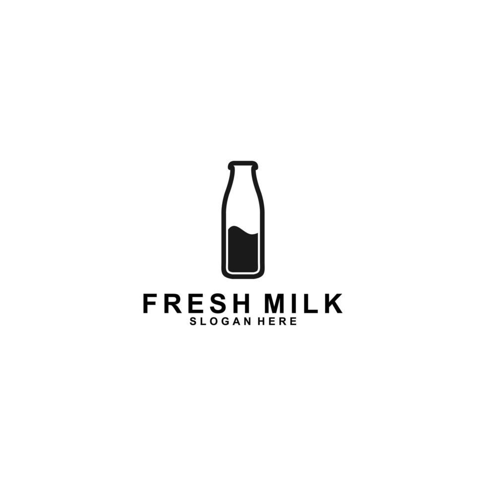 modèle de logo de lait frais sur fond blanc vecteur