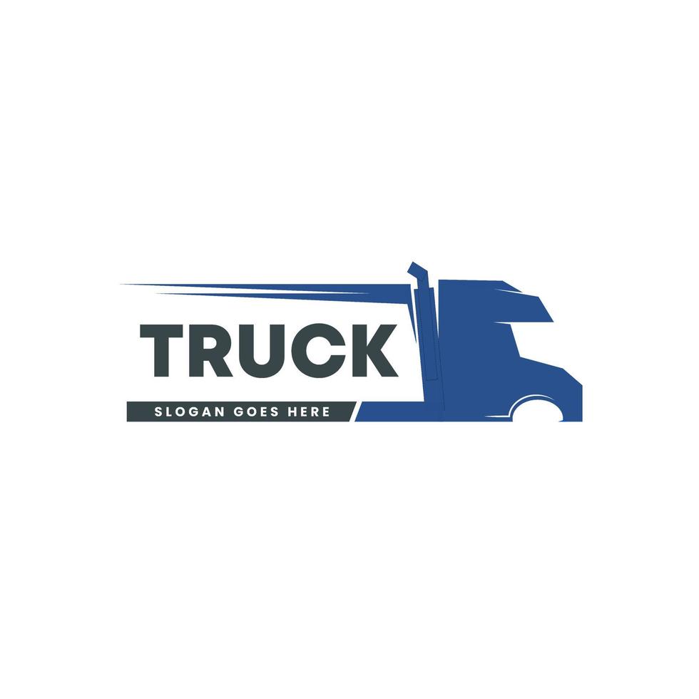 modèle de logo pour les entreprises de logistique. logo sous la forme d'une image de camion bleue sur le côté. vecteur