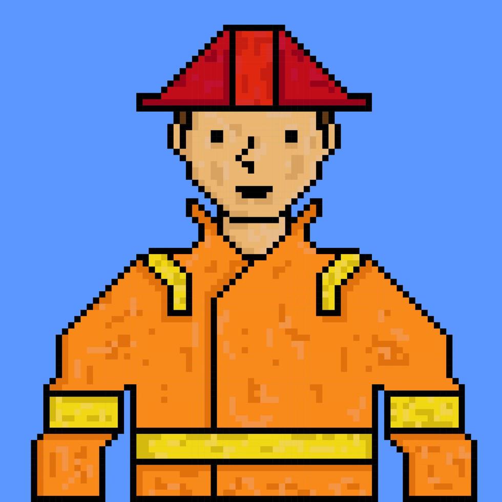 illustration de pompiers de pixel de conception de style vecteur