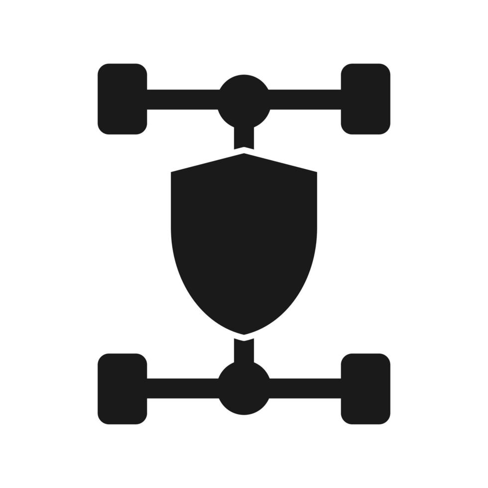 icône de châssis de voiture avec signe de protection vecteur