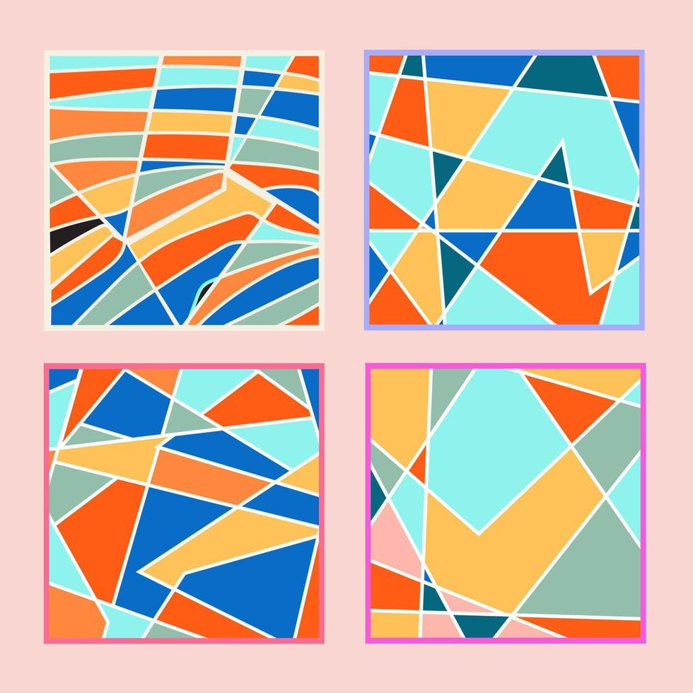 ensemble de vecteur à la mode géométrique moderne contemporain d'abstraction. diverses formes dessinées à la main. couleurs vives.