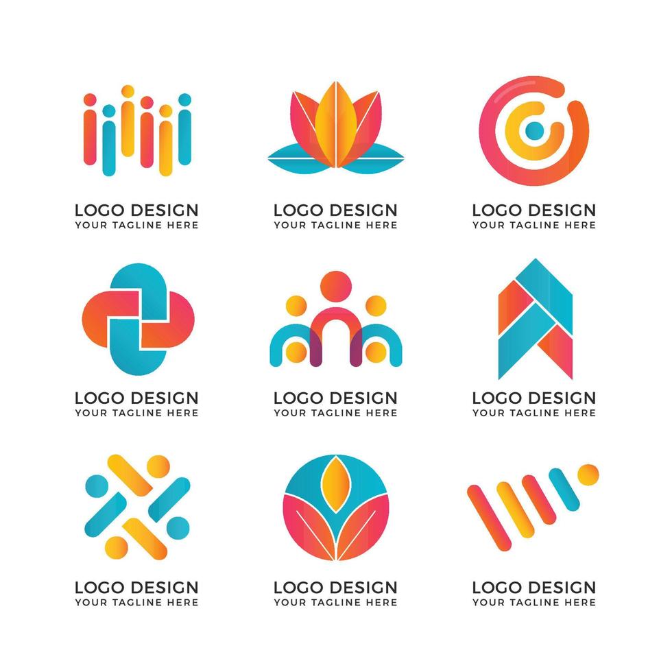 divers logos abstraits simples mais attrayants vecteur