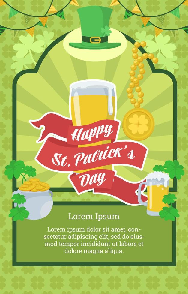 affiche de la fête du trèfle lutin de la saint patrick vecteur