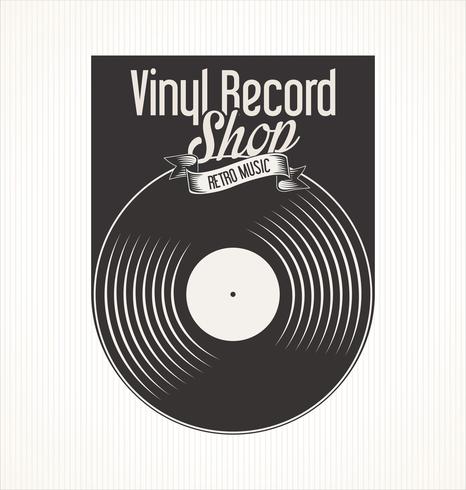 Bannière de magasin de disques vinyle rétro grunge vecteur