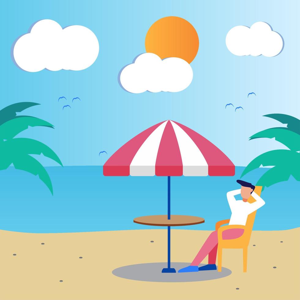 personnage de dessin animé graphique illustration vectorielle de vacances sur la plage vecteur
