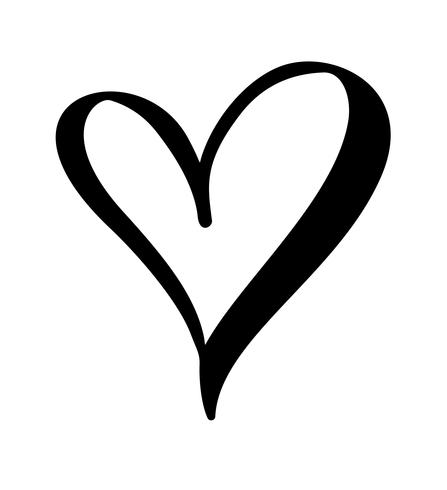 Signe d&#39;amour coeur dessiné à la main. Illustration vectorielle de calligraphie romantique. Symbole d&#39;icône Concepn pour t-shirt, carte de voeux, mariage affiche. Élément plat design de la Saint-Valentin vecteur