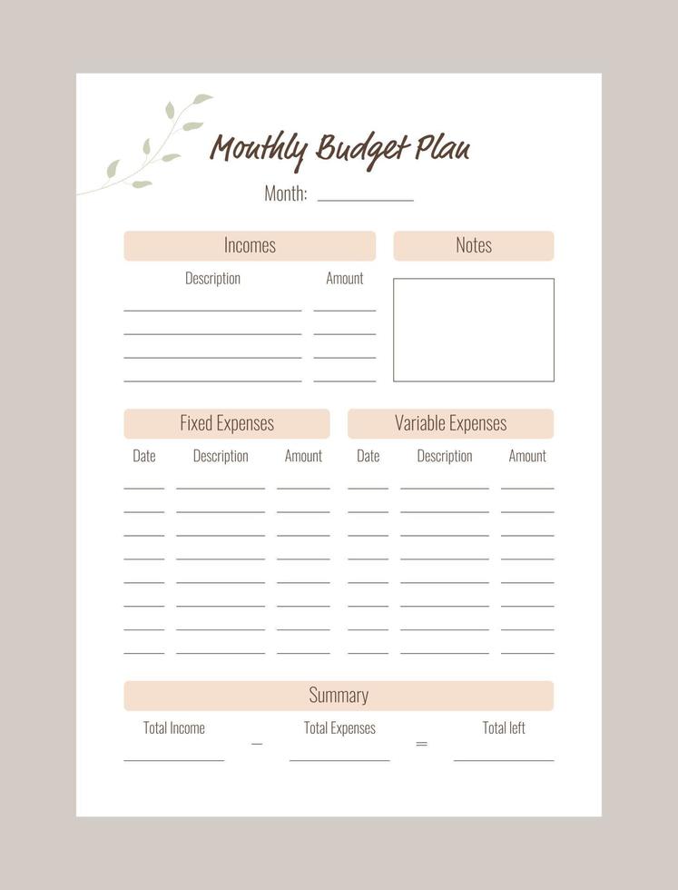 planificateur de budget mensuel et hebdomadaire. format a4 6412526 Art  vectoriel chez Vecteezy