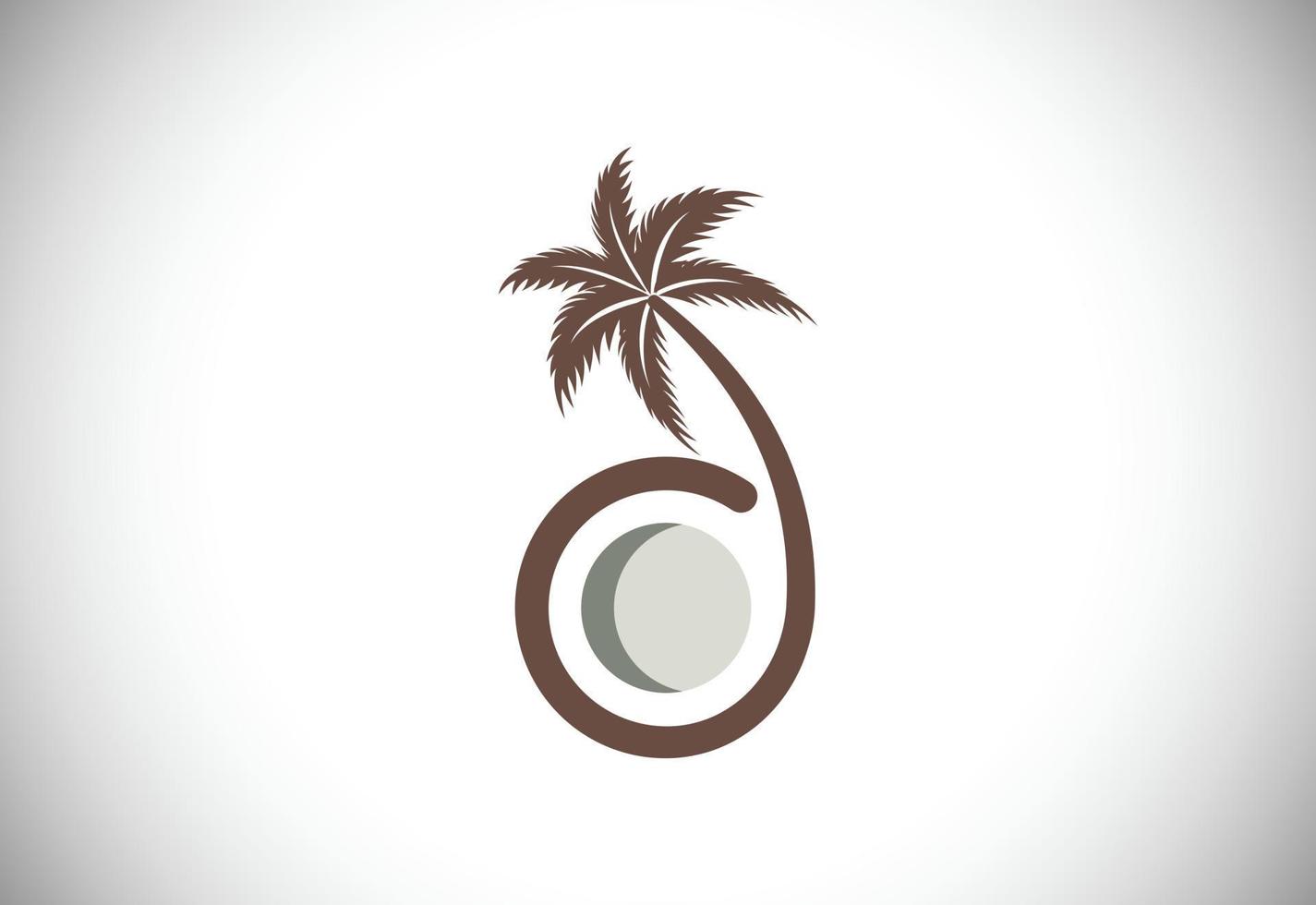 noix de coco moderne créative avec modèle de conception de logo de signe de feuilles vecteur