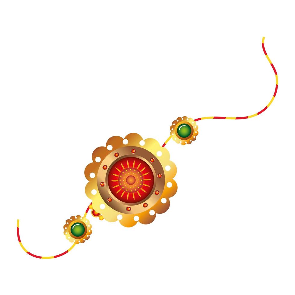raksha bandhan, bracelet rakhi avec fleur sur fond blanc vecteur