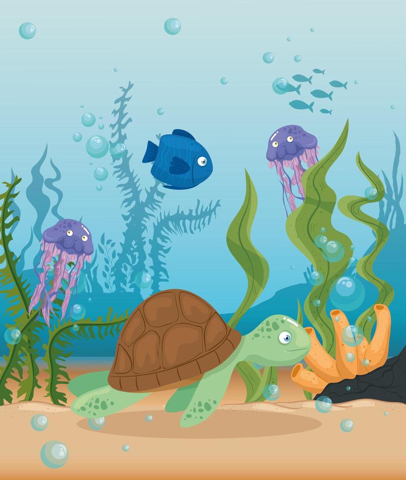 xxx et animaux marins sauvages dans l'océan, habitants du monde marin, créatures sous-marines mignonnes, faune sous-marine du tropique vecteur