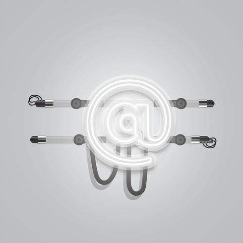 Caractère de néon gris rougeoyant réaliste, illustration vectorielle vecteur