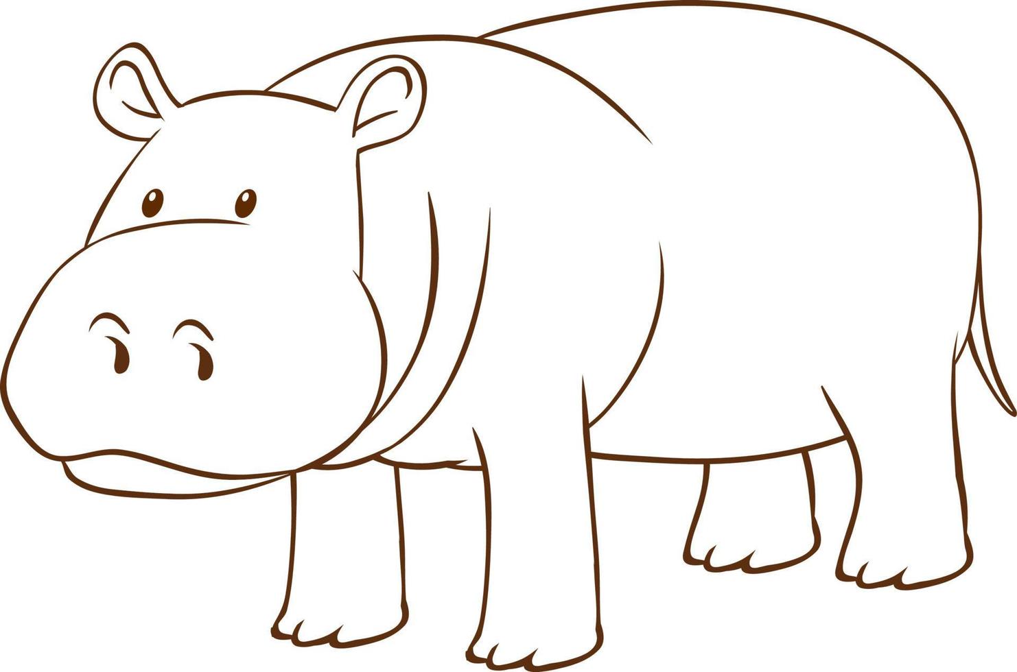 hippopotame dans un style simple doodle sur fond blanc vecteur