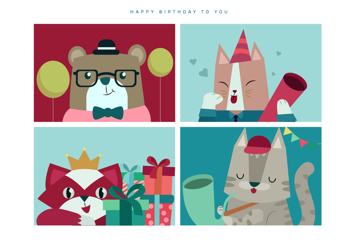 Illustration vectorielle de mignon anniversaire animal Portrait vecteur