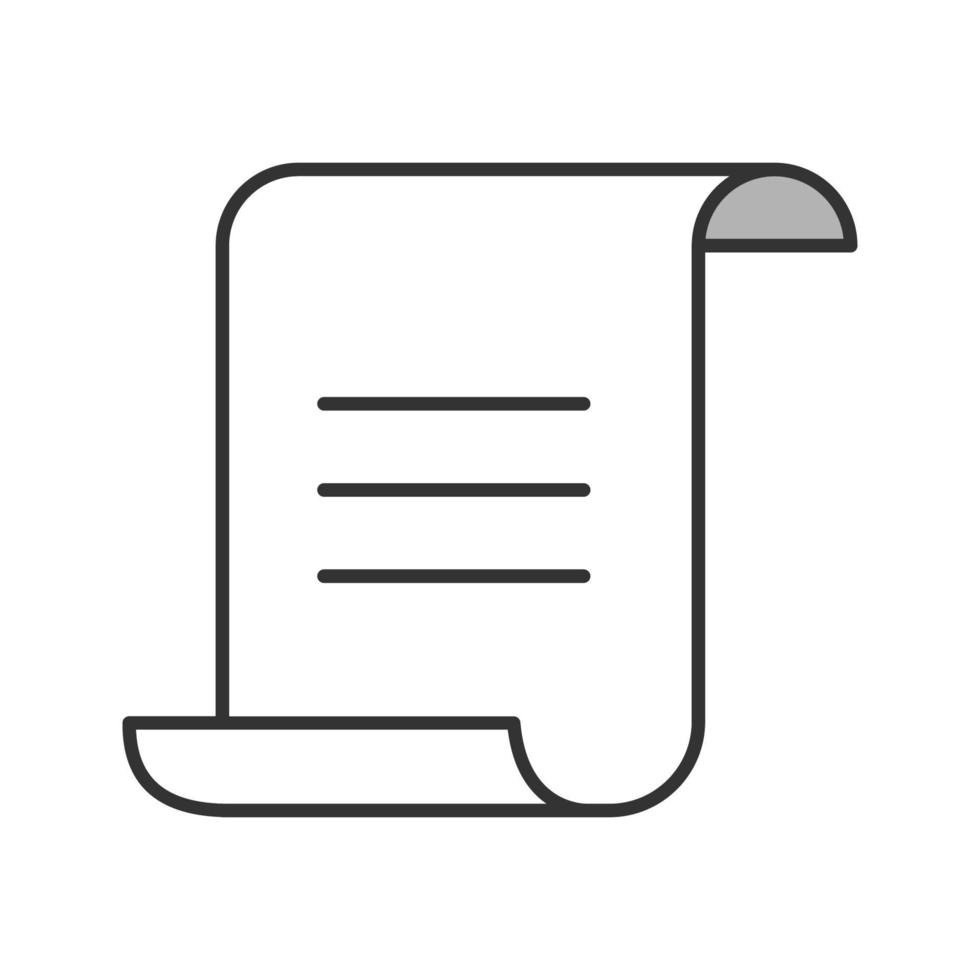 défilement papier avec icône de couleur de texte. acte, certificat. illustration vectorielle isolée vecteur