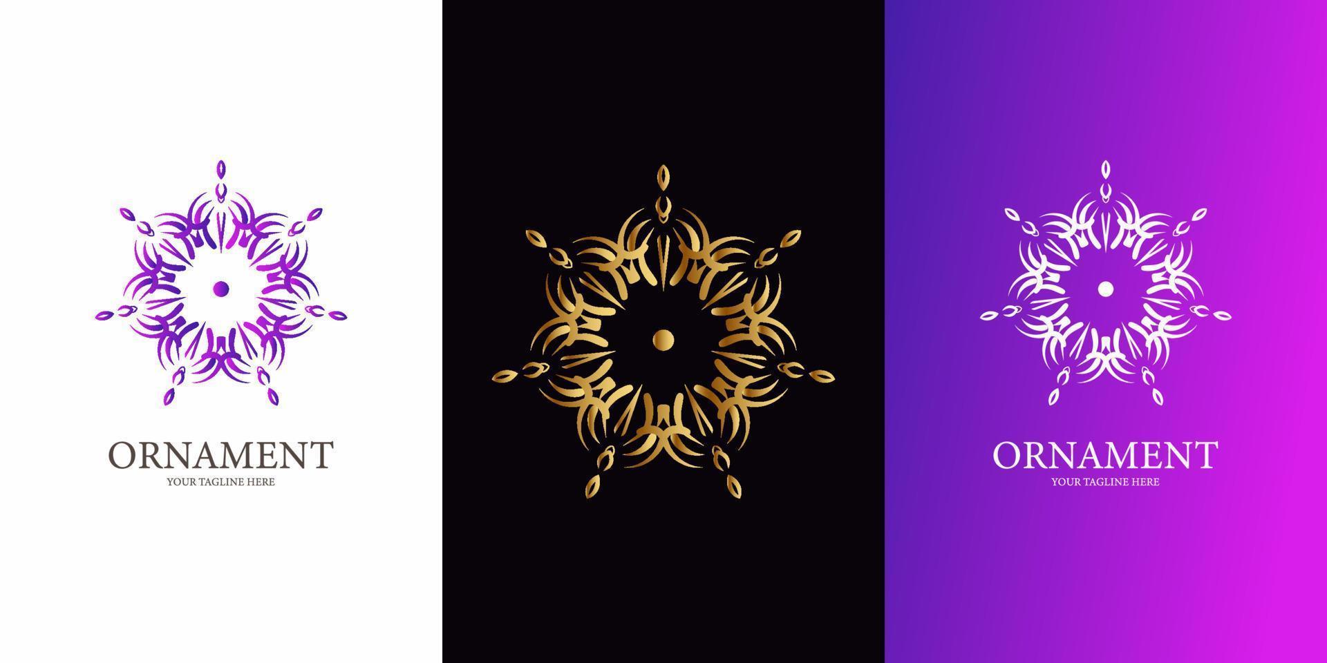 conception de modèle de logo de fleur, d'ornement ou de mandala. conception de modèle de logo ent. vecteur