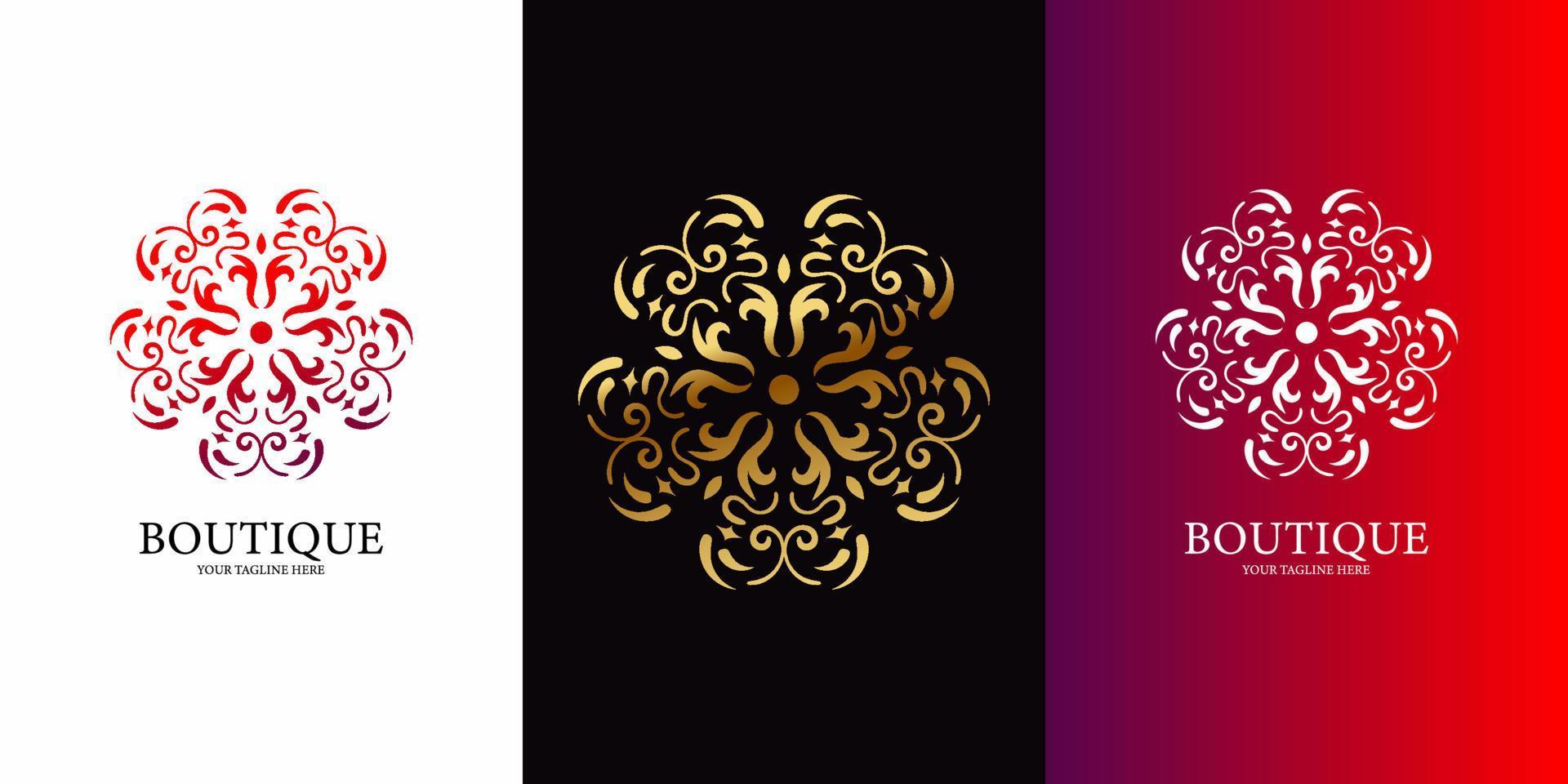 conception de modèle de logo de fleur, d'ornement ou de mandala. vecteur
