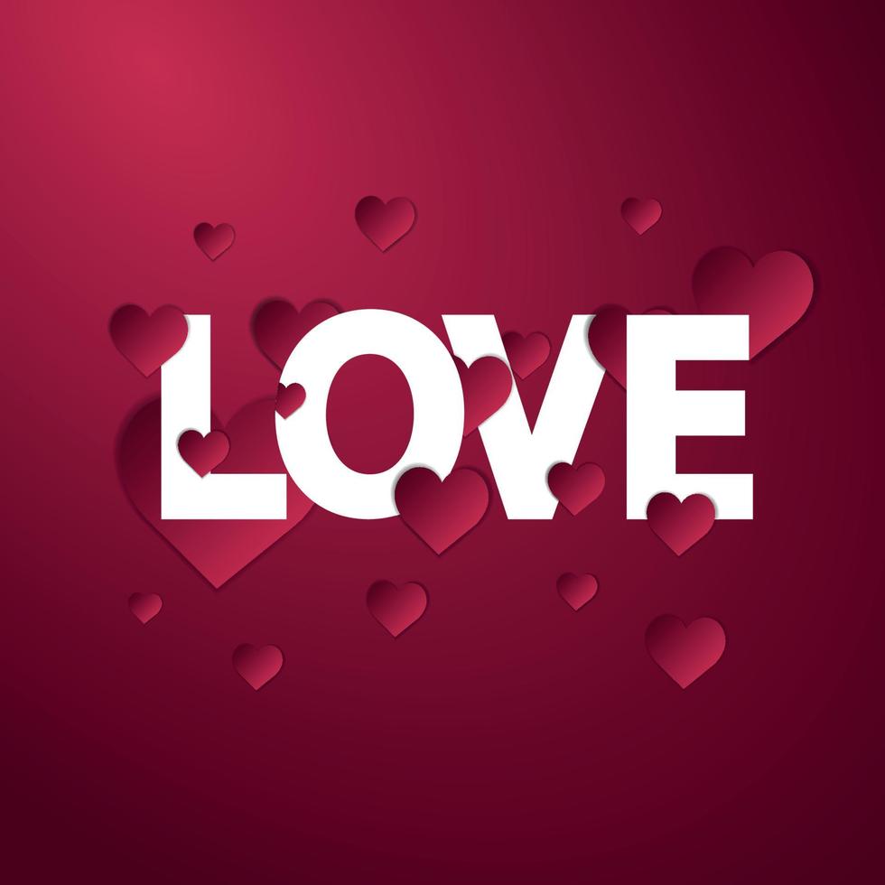 texte d'amour élégant avec des coeurs pour le vecteur complet de la saint valentin