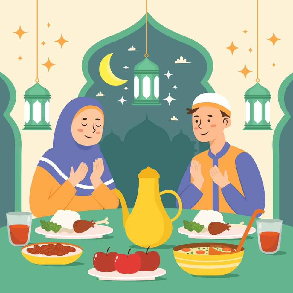 iftar au mois de ramadhan vecteur