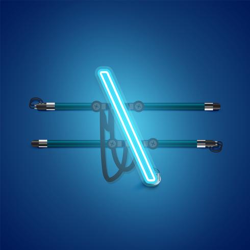 Caractère de néon bleu rougeoyant réaliste, illustration vectorielle vecteur