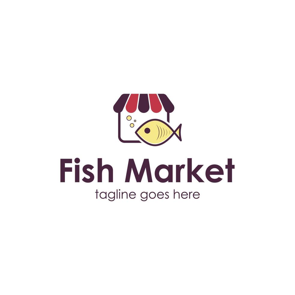 modèle de conception de logo de marché aux poissons vecteur