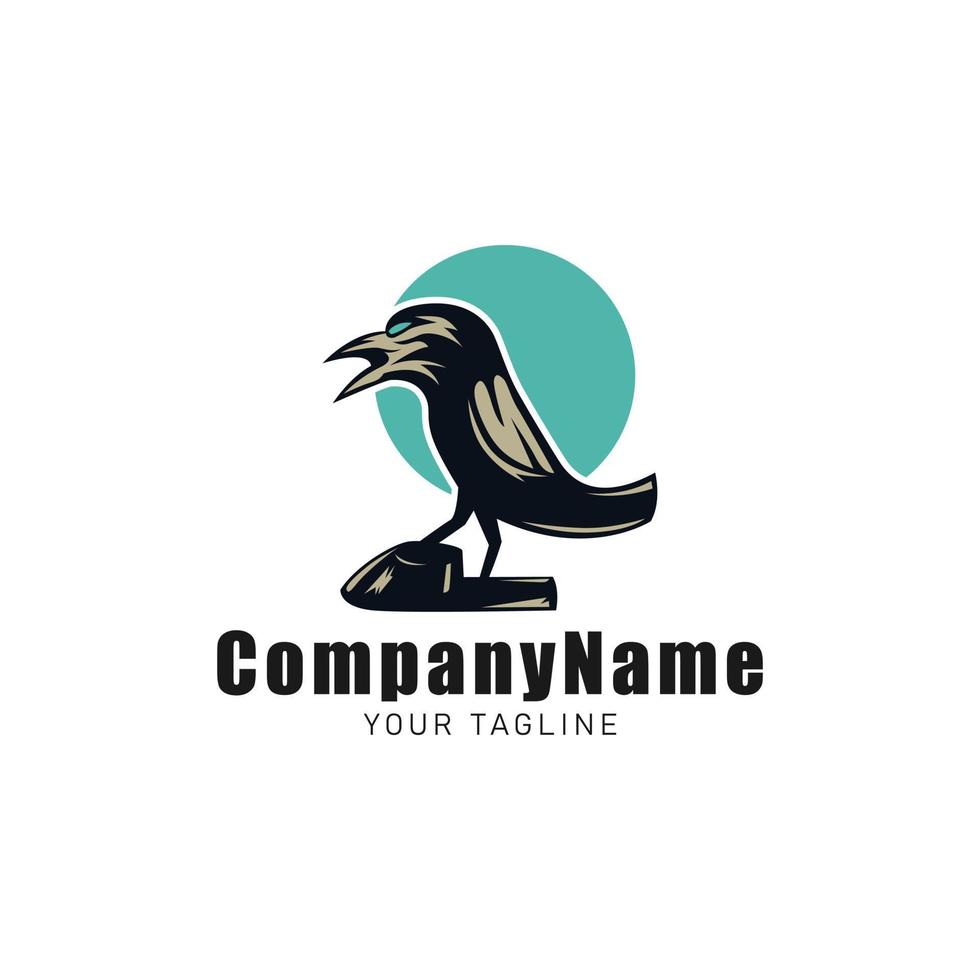 illustration du logo du corbeau noir, style minimaliste. corbeau, aventure. vecteur