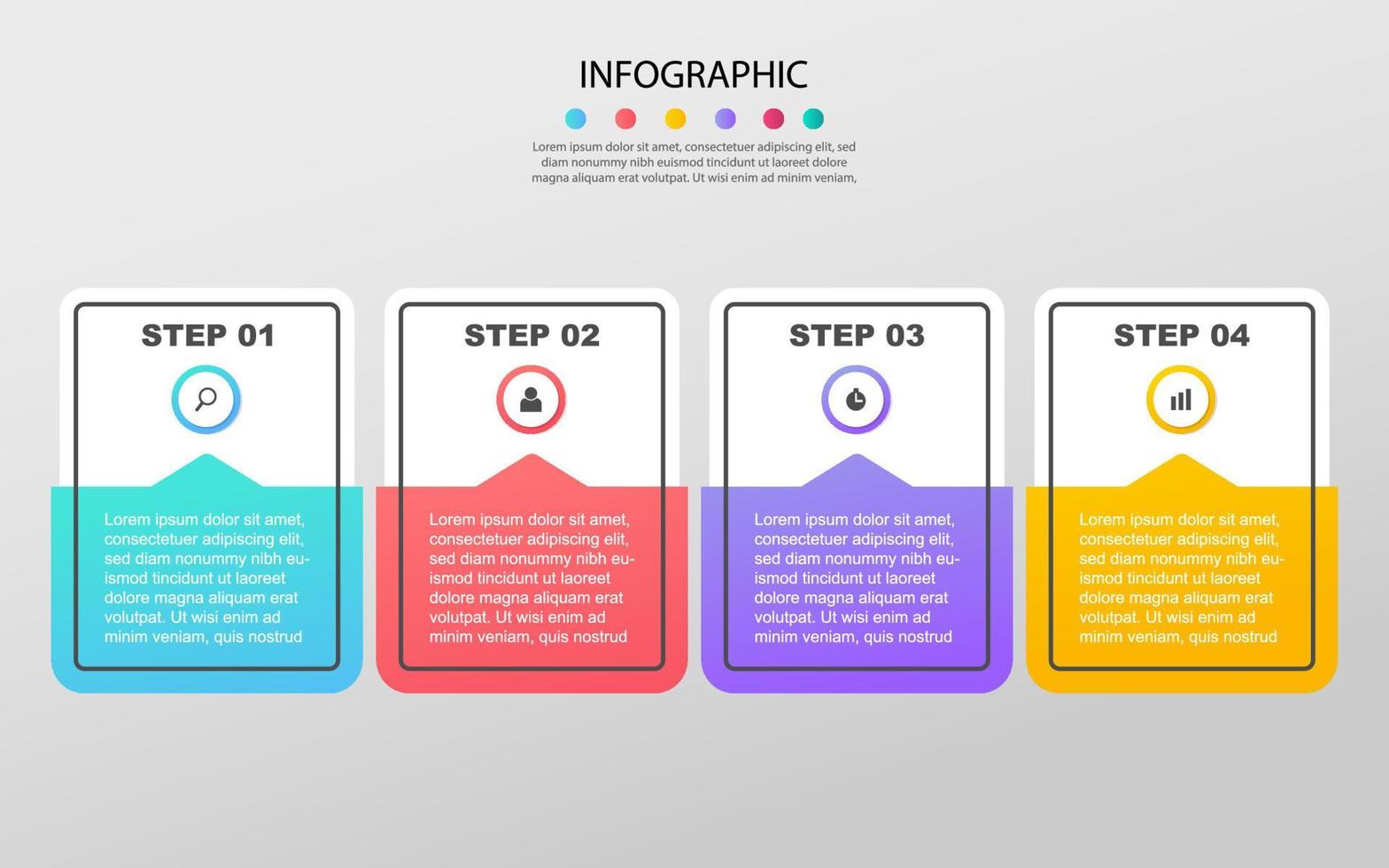 conception infographique vectorielle avec des icônes. options ou étapes. diagramme de processus, organigramme, graphique d'informations, infographie pour le concept d'entreprise, bannière de présentations, mise en page du flux de travail. vecteur