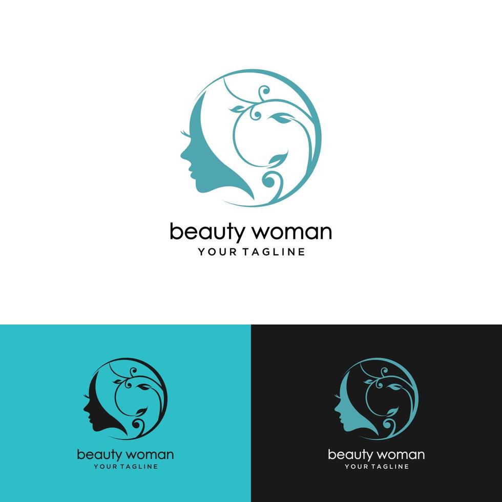 logo de femme de beauté vecteur