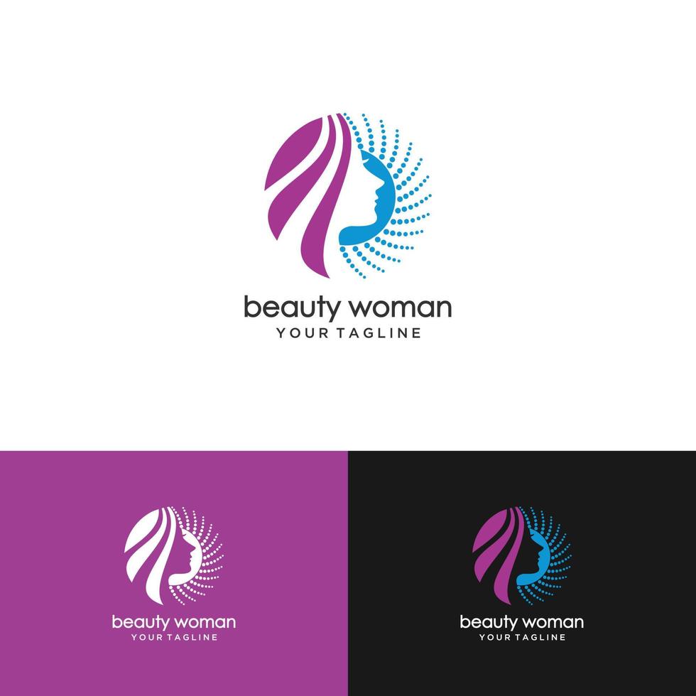 logo de femme de beauté vecteur