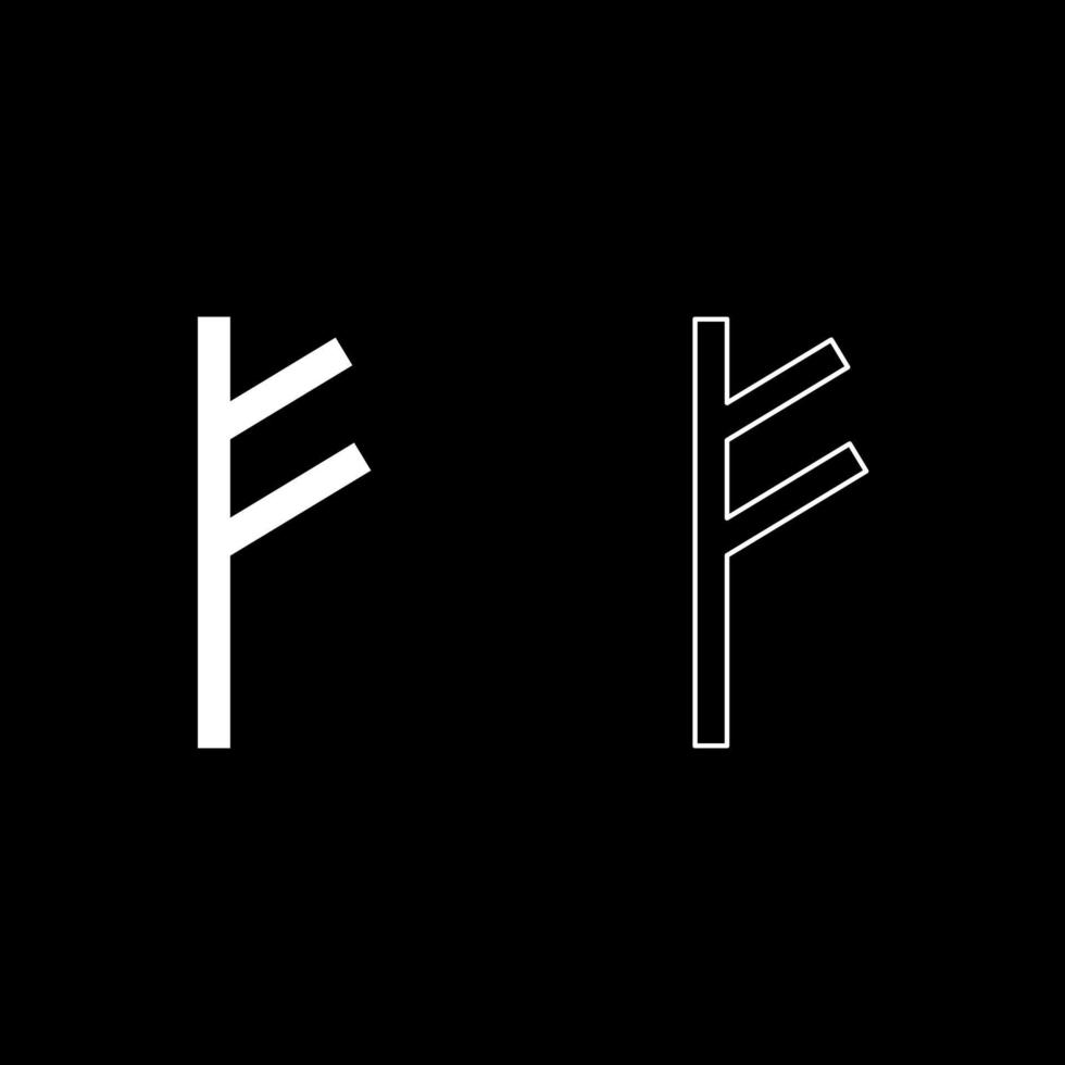 fehu rune f symbole feoff propre richesse icon set illustration couleur blanche style plat image simple vecteur