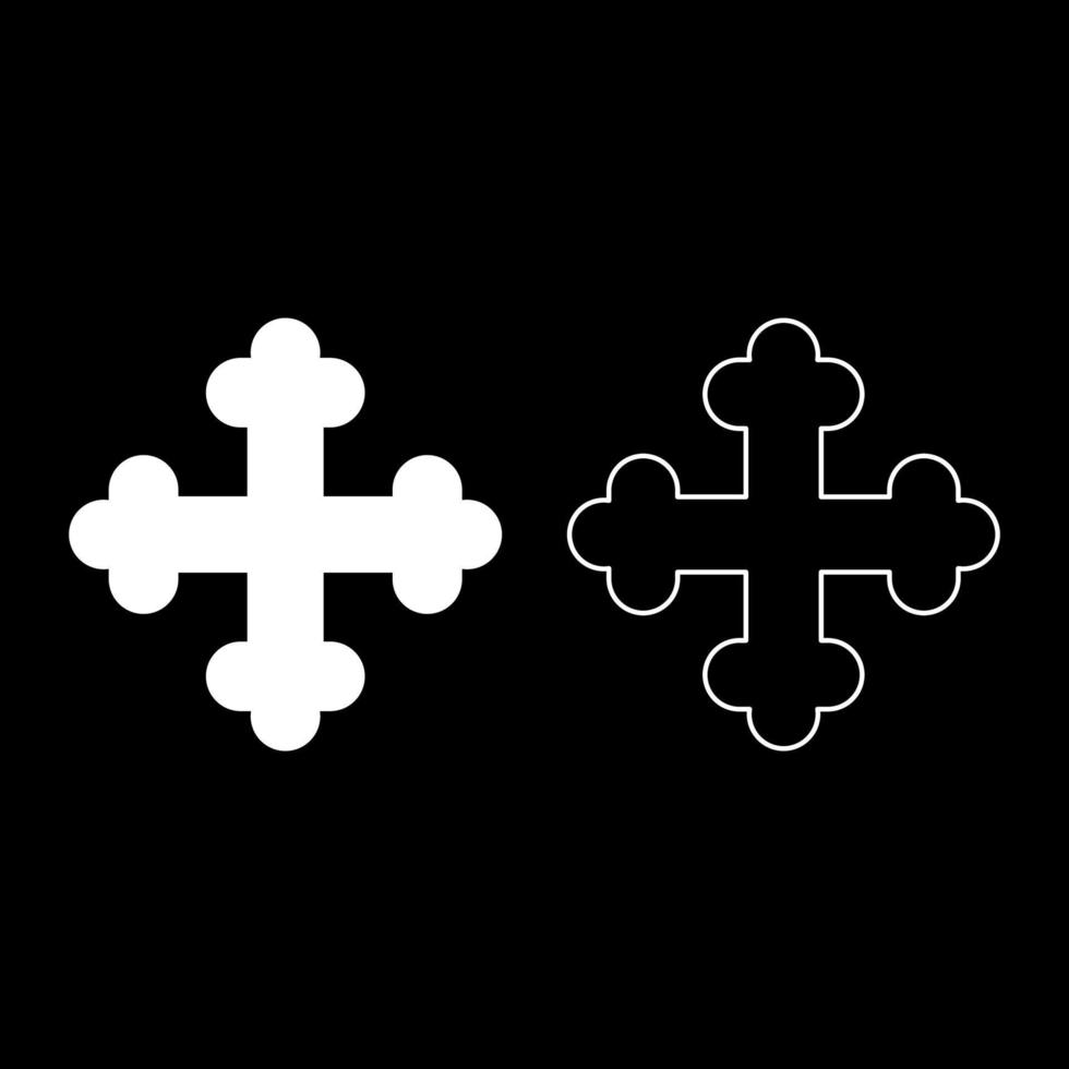croix trèfle trèfle croix monogramme croix religieuse icon set illustration vectorielle de couleur blanche image de style plat vecteur