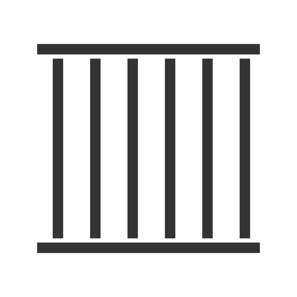 icône de glyphe de barres de prison. cage aux animaux. prison. symbole de la silhouette. espace négatif. illustration vectorielle isolée vecteur