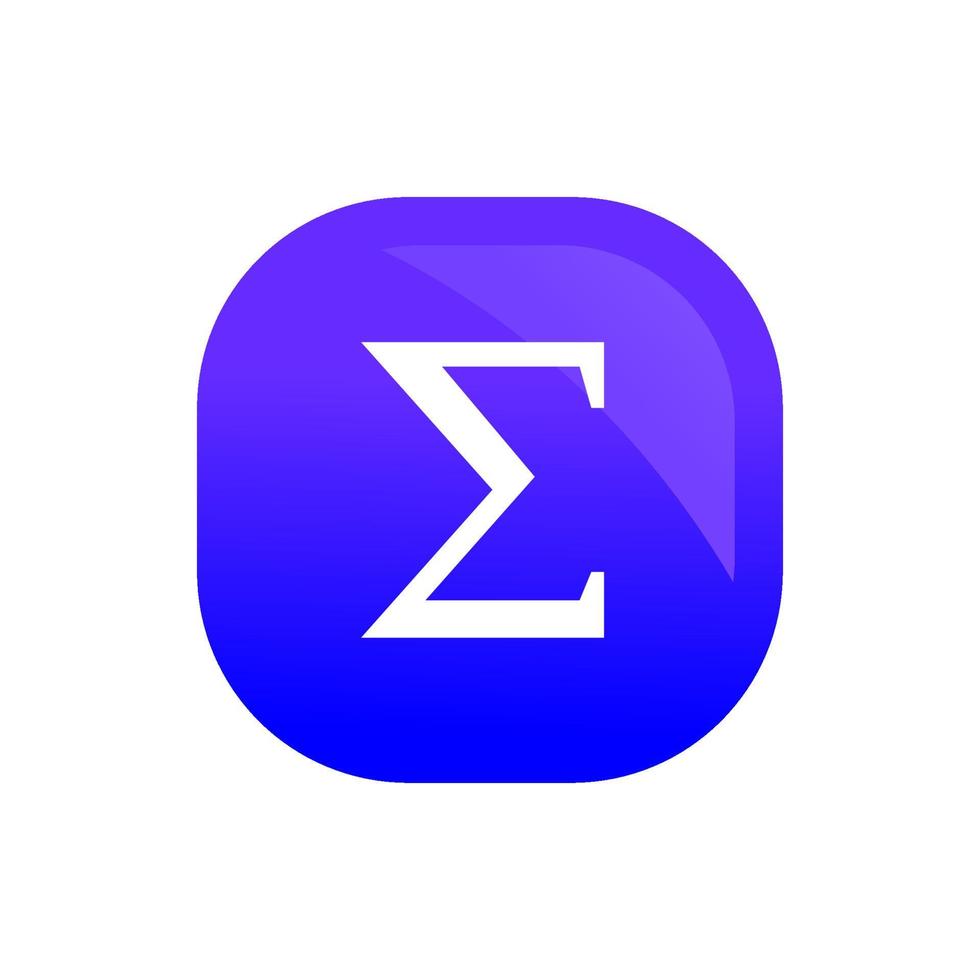sigma lettre icône bouton symbole mathématique et alphabet grec vecteur
