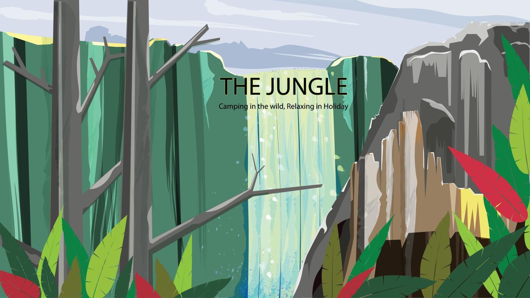 la jungle - camping en vacances - détente dans la nature vecteur